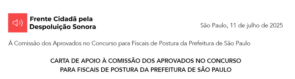 Carta de agradecimento ao movimento despoluição sonora.
